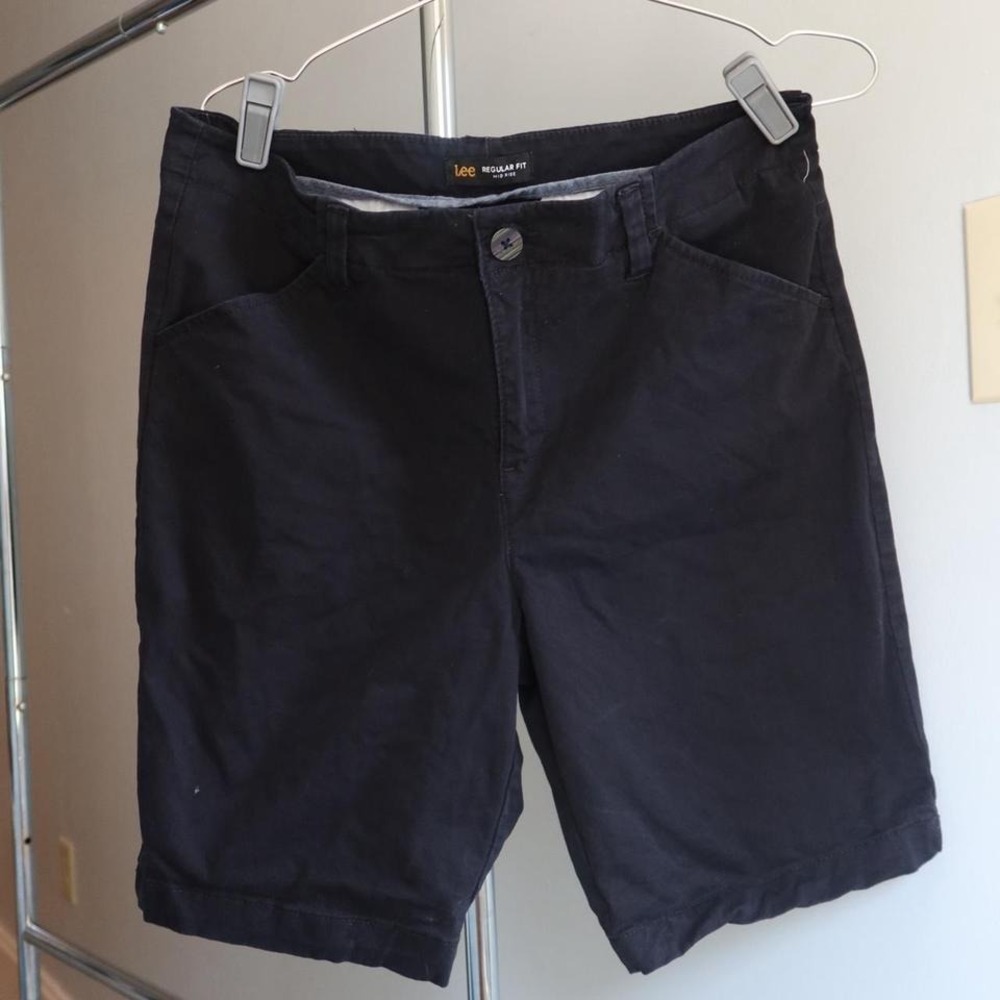 Lee Regular Fit Chino Shorts Black Sz 12 Casual Work‎ Slim Fit